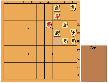 第1手　先手　3四飛