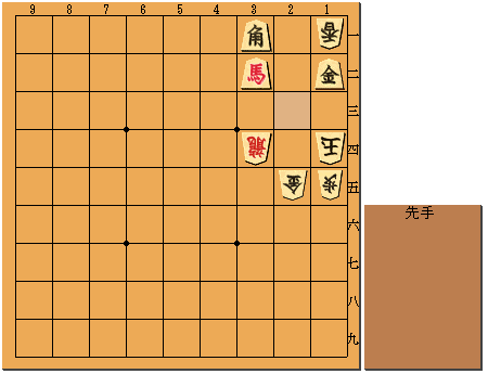 第3手　先手　1二金