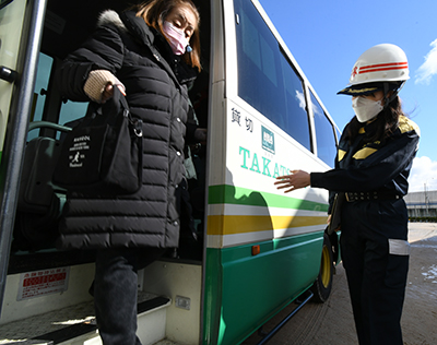 避難者輸送訓練の様子