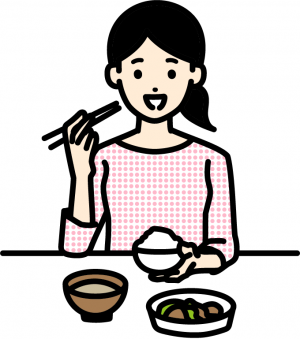 食事をする女性のイラスト