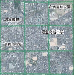 航空写真と条里の境界線（国土地理院ウェブサイト）