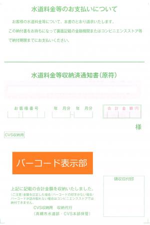 納付書のバーコード表示部のイメージ