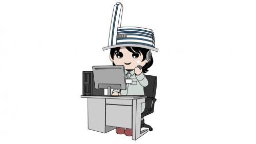 破砕機を運転するマスコットキャラクターえこな