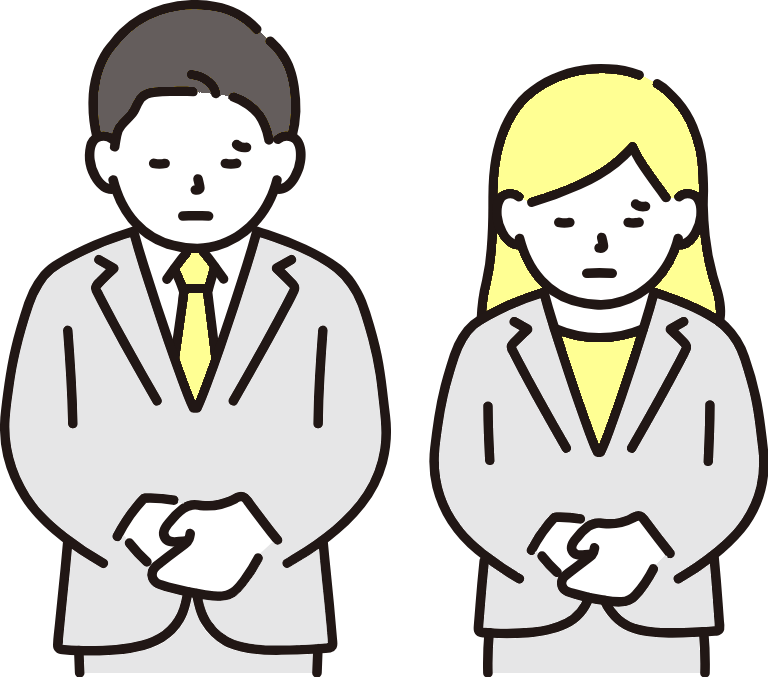 お辞儀する男女の図