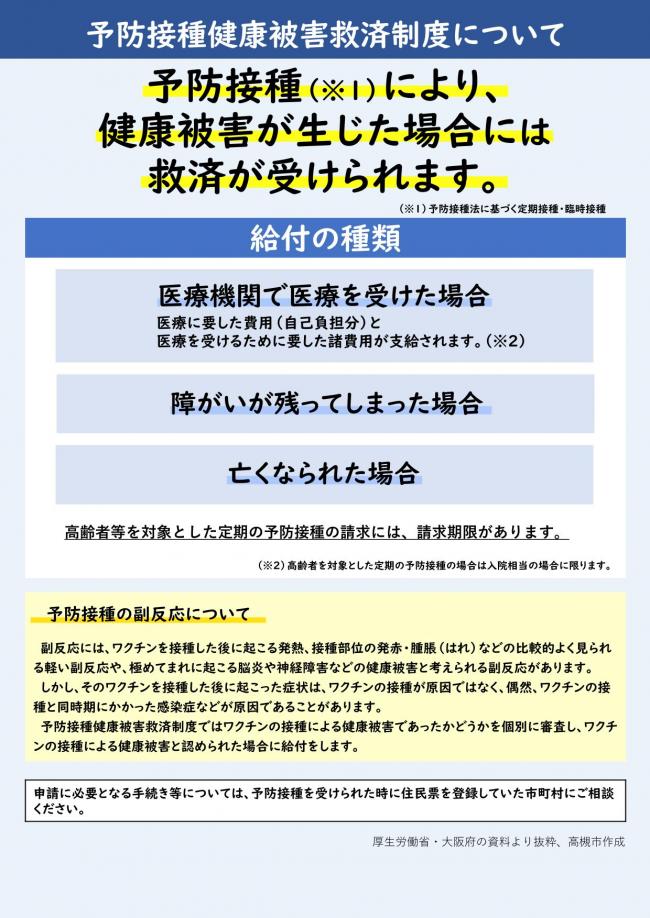 予防接種健康被害救済制度チラシ