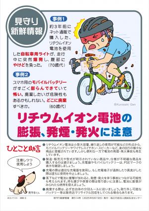 国民生活センター：リチウムイオン電池の膨張、発煙・発火に注意