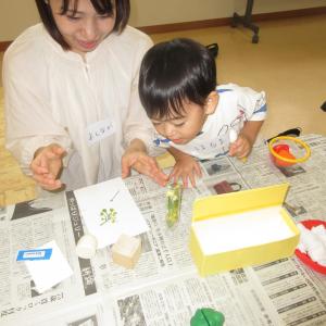 フラワー作り親子写真