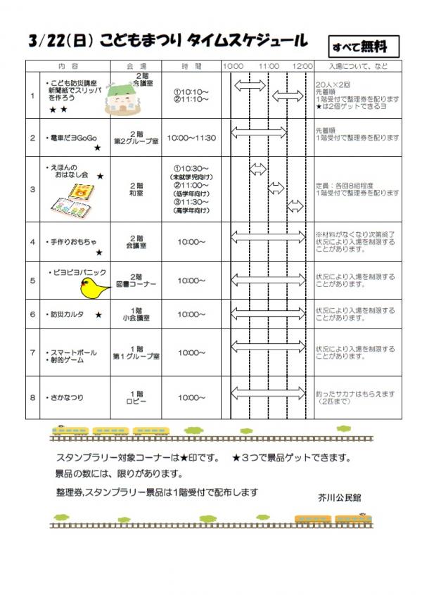 タイムスケジュールの表