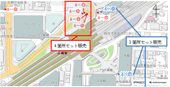 JR高槻駅周辺 マンホール広告位置図