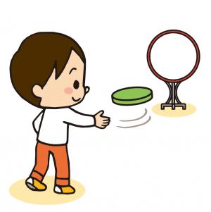 フリスビーをする男の子のイラスト