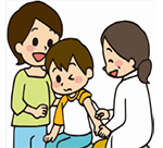 インフルエンザの予防接種を受ける男の子のイラスト