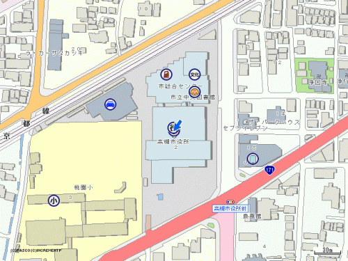 高槻市役所　総合センター付近の地図