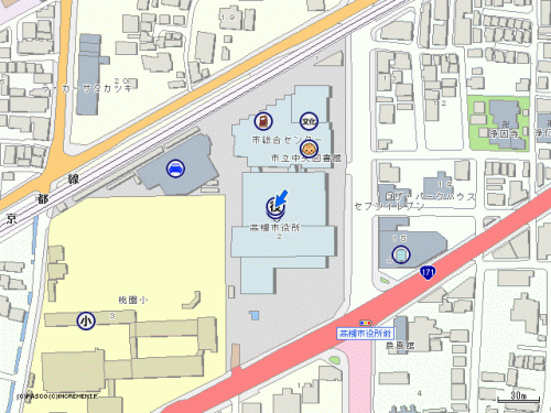 高槻市役所周辺の地図
