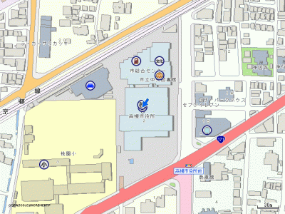 高槻市役所　総合センター付近の地図