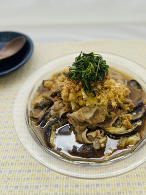 なすと豚肉のピリ辛だれ